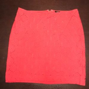 Ann Taylor Coral Flower Lace Skirt Size 14